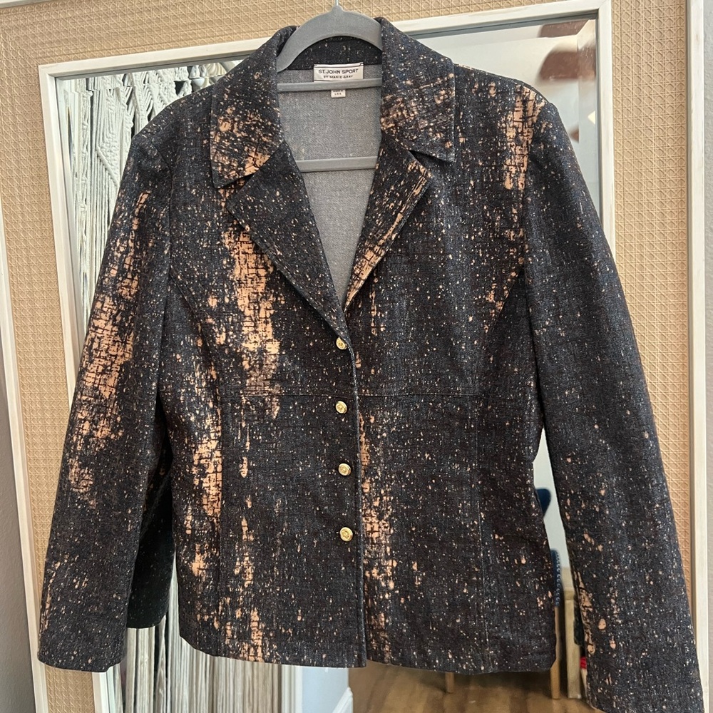 St. John’s thick denim- like black/bleach, blazer.